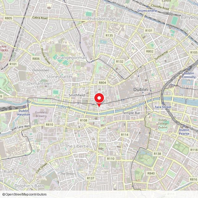 Map showing Sin é on Upper Ormond Quay in Dublin